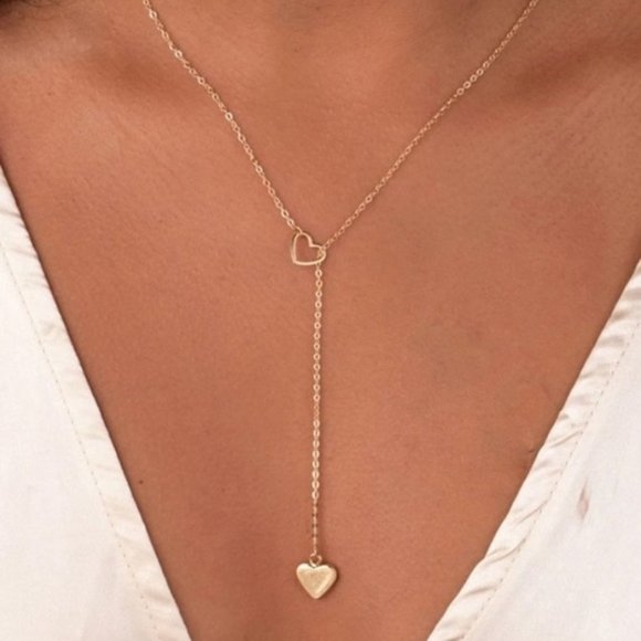 Jewelry - Dainty Heart Lariat Necklace Gold or Silver